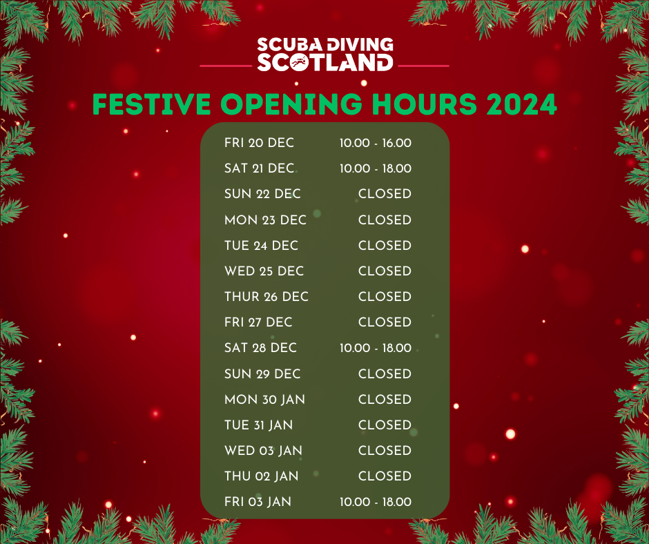 Scuba Diving Scotland Festive Opening Hours 2024