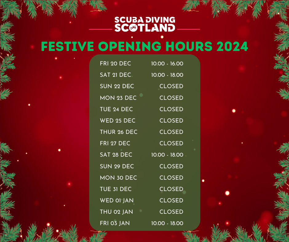 Scuba Diving Scotland Festive Opening Hours 2024